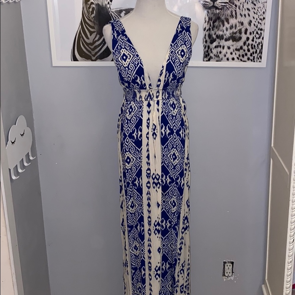 White and royal blue maxi